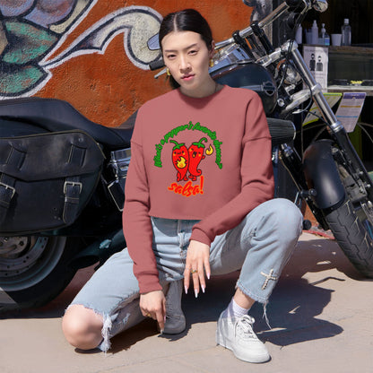 "What’s a Pepper’s Favorite Dance? Salsa!" - Women’s Cropped Sweatshirt | Cute Food Pun Dance Pullover with Pepper Graphic