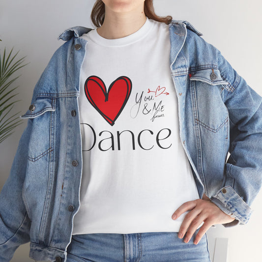 "I Love Dance" Unisex Heavy Cotton Tee – Hand-Drawn Heart & Note Graphic Dance Lover T-Shirt
