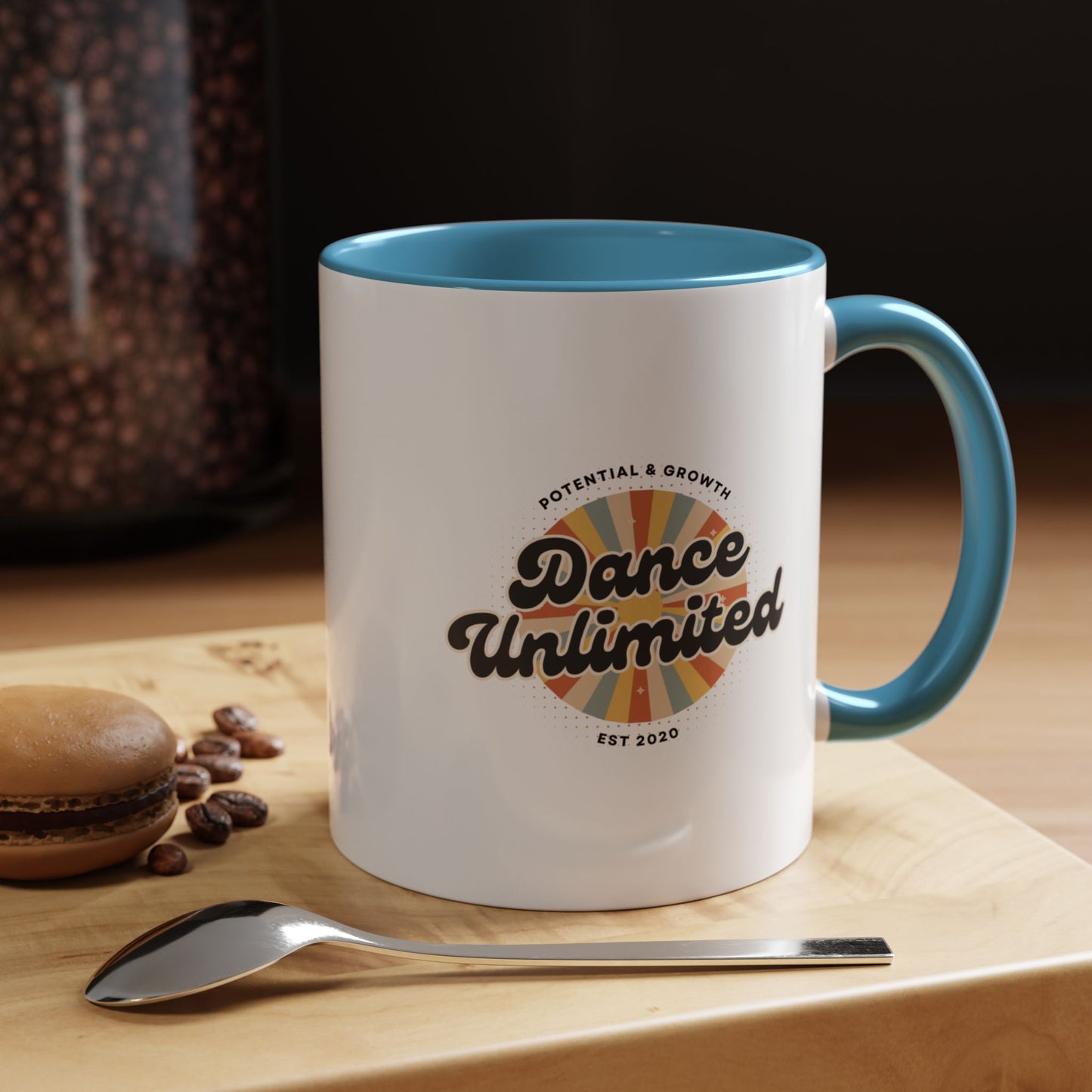 "Dance Unlimited – Potential & Growth" Accent Coffee Mug – Retro-Inspired Ceramic Mug for Dancers and Creative Dreamers