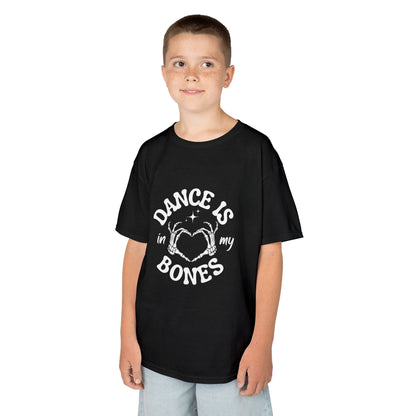 “Dance Is in My Bones” Halloween Dance T-Shirt with Cute Skeleton Heart Graphic - Kids Heavy Cotton™ Tee