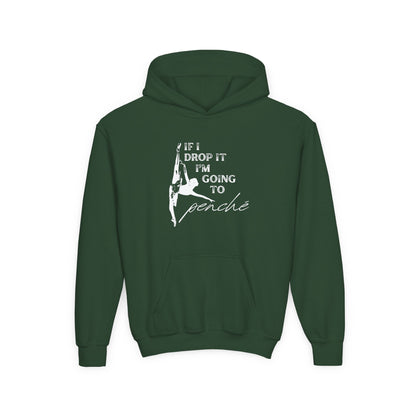 “If I Drop It, I’m Going to Penché” Unisex Youth Hoodie with Ballet Dancer Graphic – Funny Dance Hoodie for Kids & Teens, Personalized with Name or Studio