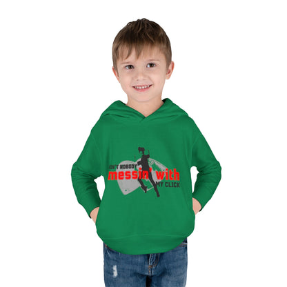 “Ain’t Nobody Messin’ With My Click” Toddler Pullover Hoodie – Tap Dance Graphic Sweatshirt with Tap Dancer Design for Kids