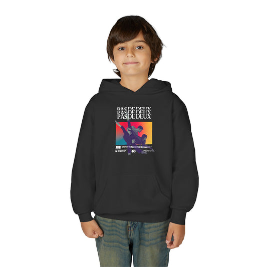 “Pas De Deux” Ballet Term Definition with Pair of Dancers Graphic | Unisex Youth Hoodie – Streetwear-Inspired Ballet Dance Hoodie for Kids & Young Performers
