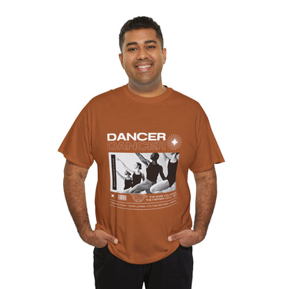 "Dancer" with ballet dancers at the Barre - Unisex Heavy Cotton Tee | Streetwear-Inspired Ballet Training Graphic T-Shirt for Dance Lovers