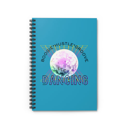 "Boogie, Hustle, Groove – Dancing" Spiral Notebook – Streetwear-Inspired Dance Journal with Colorful Dancer Graphic for Hip Hop Dancers, Students & Creatives