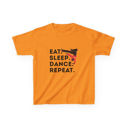"Eat Sleep Dance Repeat" Youth Short Sleeve Tee – Bold B-Boy Graphic Hip-Hop Dance Shirt for Kids and Young Performers
