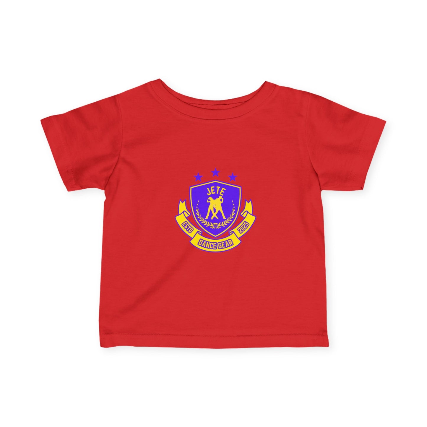 "Jeté Dance Gear" Infant Dance T-Shirt – Collegiate-Inspired Dancer Graphic Short Sleeve Tee for Babies