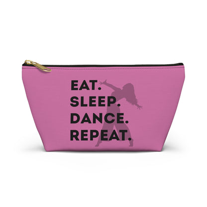 “Eat Sleep Dance Repeat” Makeup Bag – Bold Dancer Graphic – Dance-Themed Zipper Pouch for Cosmetics, Accessories & Travel Essentials