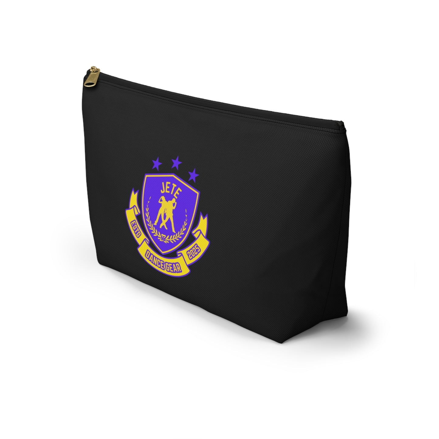 "Jeté Dance Gear" Makeup Bag – Colorful Collegiate-Inspired Dance Graphic – Stylish Zipper Pouch for Cosmetics, Accessories & Team Essentials
