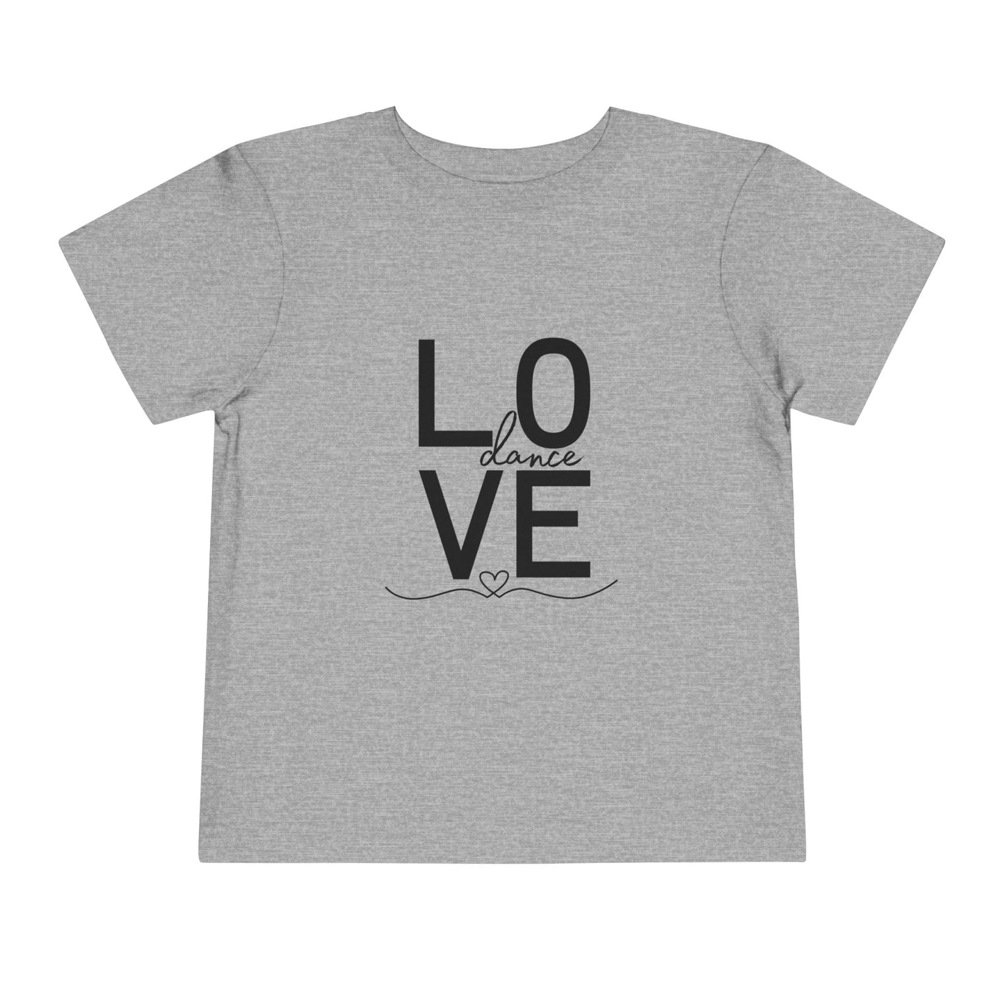 "LOVE Dance" Toddler Short Sleeve Tee – Script Letter Graphic Dance Lover T-Shirt