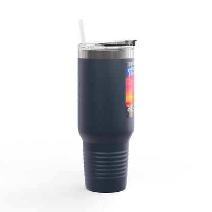 "Line Dancer, Get Your Boots In Line" 40oz Insulated Travel Mug – Cowgirl Dance-Themed Tumbler for Country Western Lovers