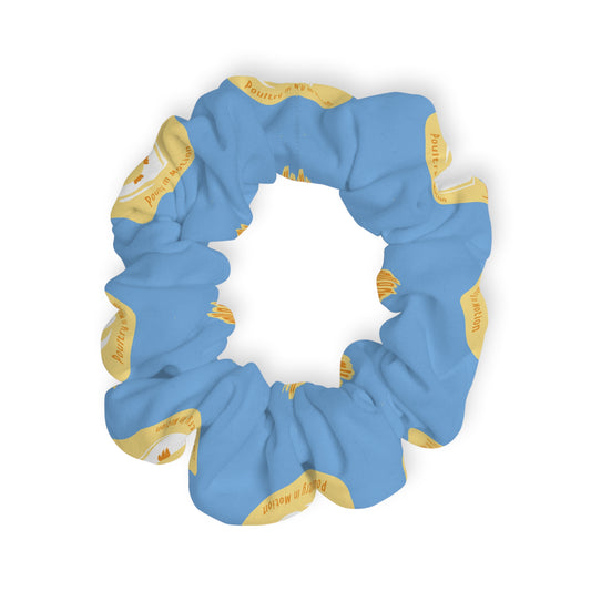 “What do you call a dancing chick? Poultry in Motion” Scrunchie – Funny Dance Pun Hair Accessory with Cute Dancing Chicken Graphic