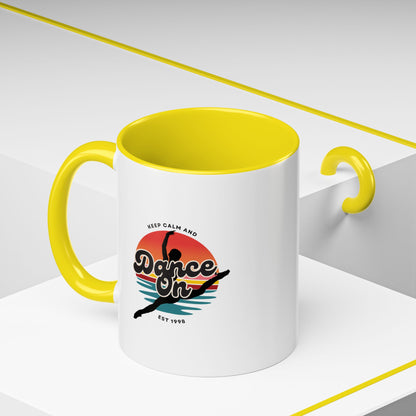 "Keep Calm and Dance On" Accent Coffee Mug – Motivational Dance Quote Ceramic Mug for Dancers and Instructors