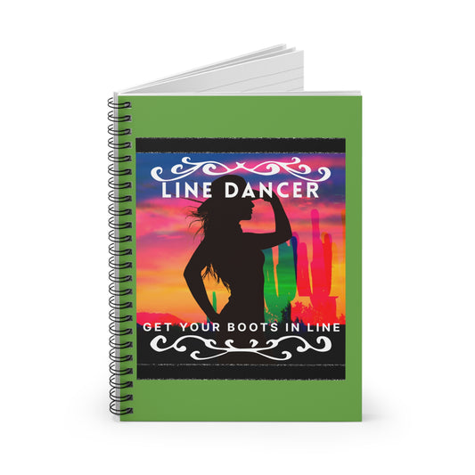 "Line Dancer, Get Your Boots in Line" Western-Inspired Design – Spiral Dance Notebook for Journaling, Class Notes & Choreo Planning