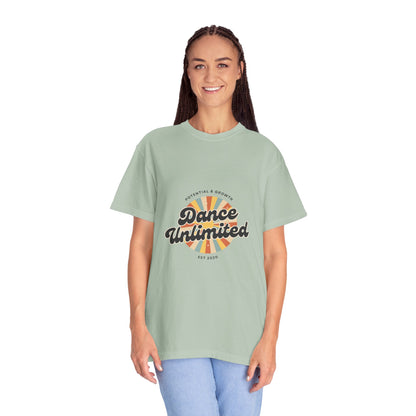 "Dance Unlimited, Potential & Growth" Unisex Garment-Dyed T-Shirt – Retro-Inspired Dance Motivation Graphic Tee – Inspirational Shirt for Dancers"