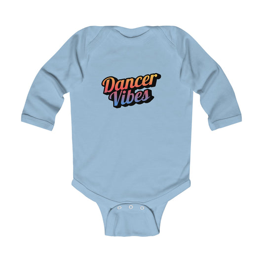 "Dancer Vibes" Infant Long Sleeve Bodysuit – Colorful Text Graphic Baby Dance Outfit for Jeté Shop