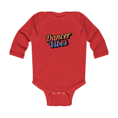 "Dancer Vibes" Infant Long Sleeve Bodysuit – Colorful Text Graphic Baby Dance Outfit for Jeté Shop