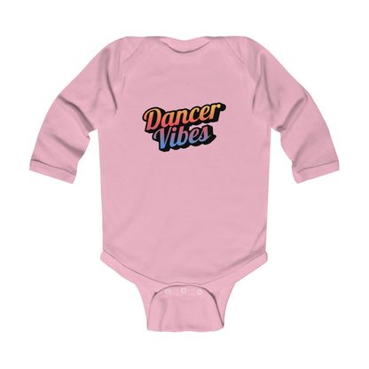 "Dancer Vibes" Infant Long Sleeve Bodysuit – Colorful Text Graphic Baby Dance Outfit for Jeté Shop