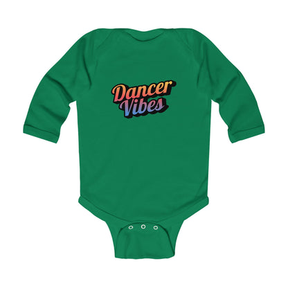 "Dancer Vibes" Infant Long Sleeve Bodysuit – Colorful Text Graphic Baby Dance Outfit for Jeté Shop