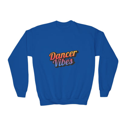 "Dancer Vibes" Youth Crewneck Sweatshirt – Colorful Text-Based Dance Graphic Pullover for Kids and Teens