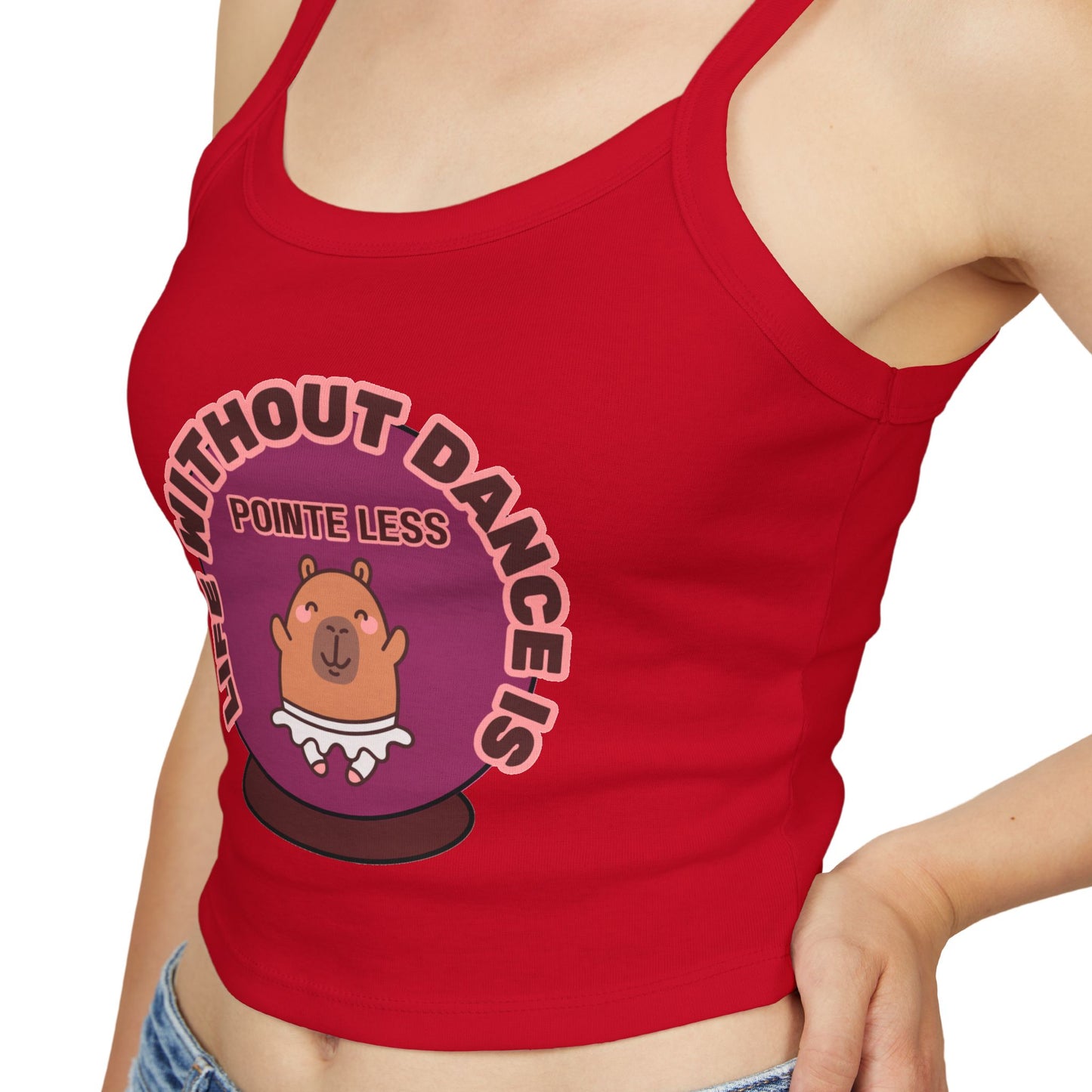 "Life Without Dance is Pointeless" Capybara Tank – Women's Spaghetti Strap Dance Top with Cute Animal Graphic