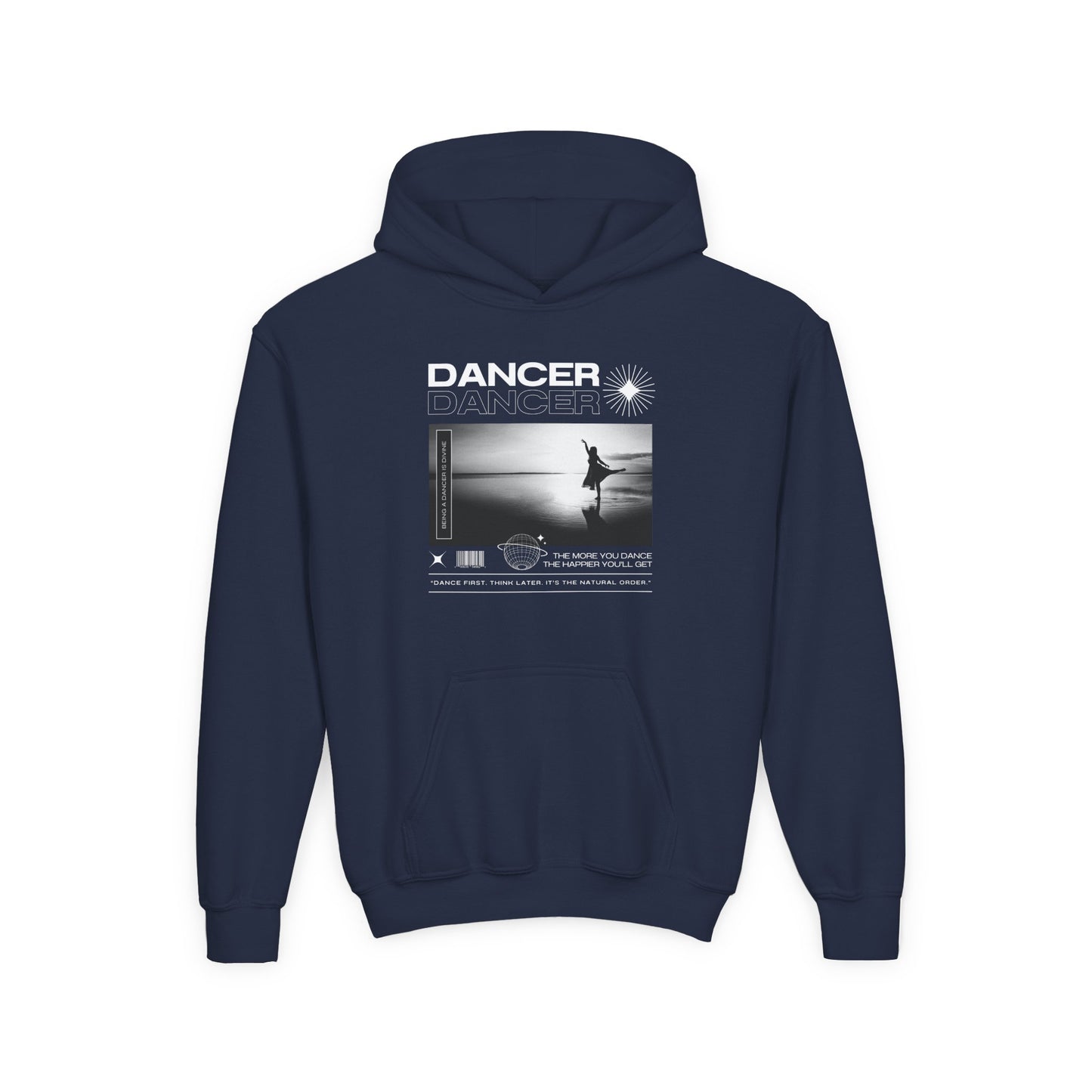 “Dancer” Arabesque on the Beach Graphic | Unisex Youth Hoodie – Streetwear-Inspired Ballet Dance Hoodie for Kids & Young Dancers