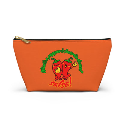 "What’s a Pepper’s Favorite Dance? Salsa!" Makeup Bag – Funny Dance Pun with Colorful Pepper Graphic – Cute Zipper Pouch for Cosmetics, Accessories & Gifts