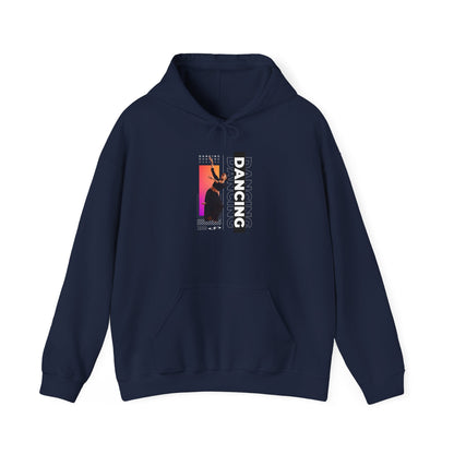 “Dancing” Text with Streetwear-Style Female Dancer Graphic - Unisex Heavy Blend™ Hooded Sweatshirt – Cozy Dance Hoodie for Ballet & Hip-Hop Enthusiasts