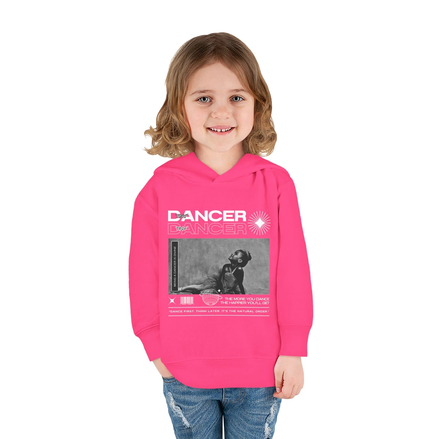 “Tiny Dancer” Toddler Pullover Hoodie – Streetwear-Inspired Ballet Dancer Graphic Sweatshirt for Kids