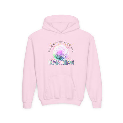 "Boogie, Hustle, Groove - Dancing" Streetwear Dance Graphic – Youth Heavy Blend Hooded Sweatshirt