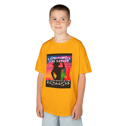 "Line Dancer – Get Your Boots in Line" Youth Short Sleeve Tee – Western-Inspired Country Dance Shirt for Kids
