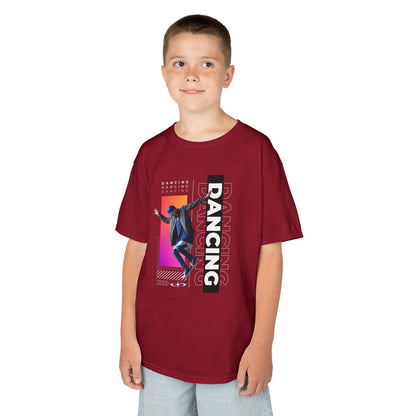“Dancing” Youth Short Sleeve T-Shirt – Streetwear-Inspired Male Dancer Graphic – Stylish Kids Dance Apparel Tee