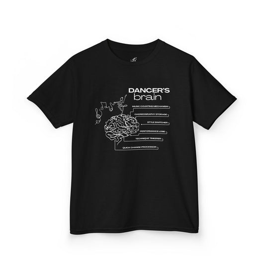 “Dancer’s Brain” Youth Short Sleeve Tee with Funny Dance Brain Graphic – Personalized Dance T-Shirt for Kids & Teens, Custom Name or Studio Option