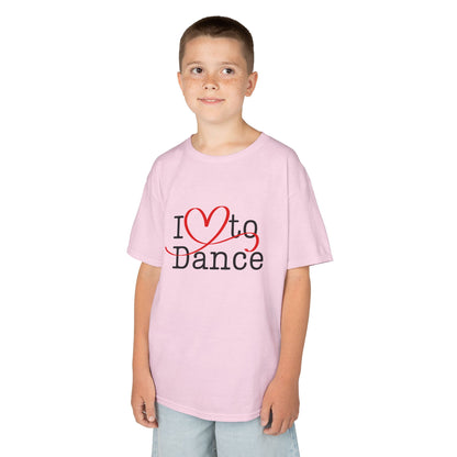 "I Love to Dance" Youth Short Sleeve Tee – Hand-Drawn Heart Graphic Dance Lover T-Shirt