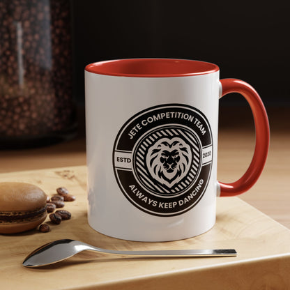 "Jeté Competition Team – Always Keep Dancing" Accent Coffee Mug – Collegiate Style Ceramic Mug for Dancers and Studio Teams