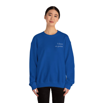 “I Dance en Pointe” - Optional Personalized Sleeve - Ballet Unisex Heavy Blend™ Crewneck Sweatshirt with Front and Back Print