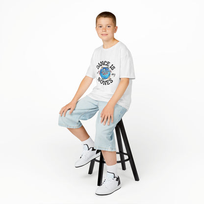 "Dance Is in My Bones” Halloween Dance T-Shirt with Dancing Skeletons Graphic - Kids Heavy Cotton™ Tee
