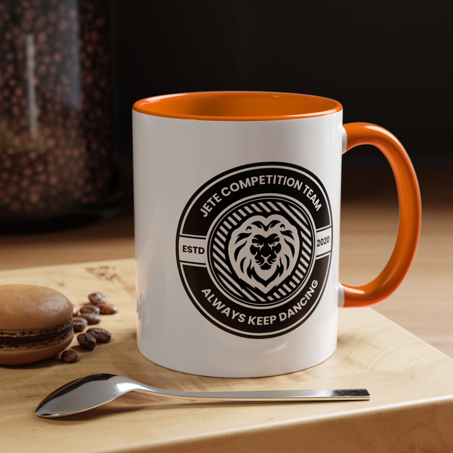 "Jeté Competition Team – Always Keep Dancing" Accent Coffee Mug – Collegiate Style Ceramic Mug for Dancers and Studio Teams