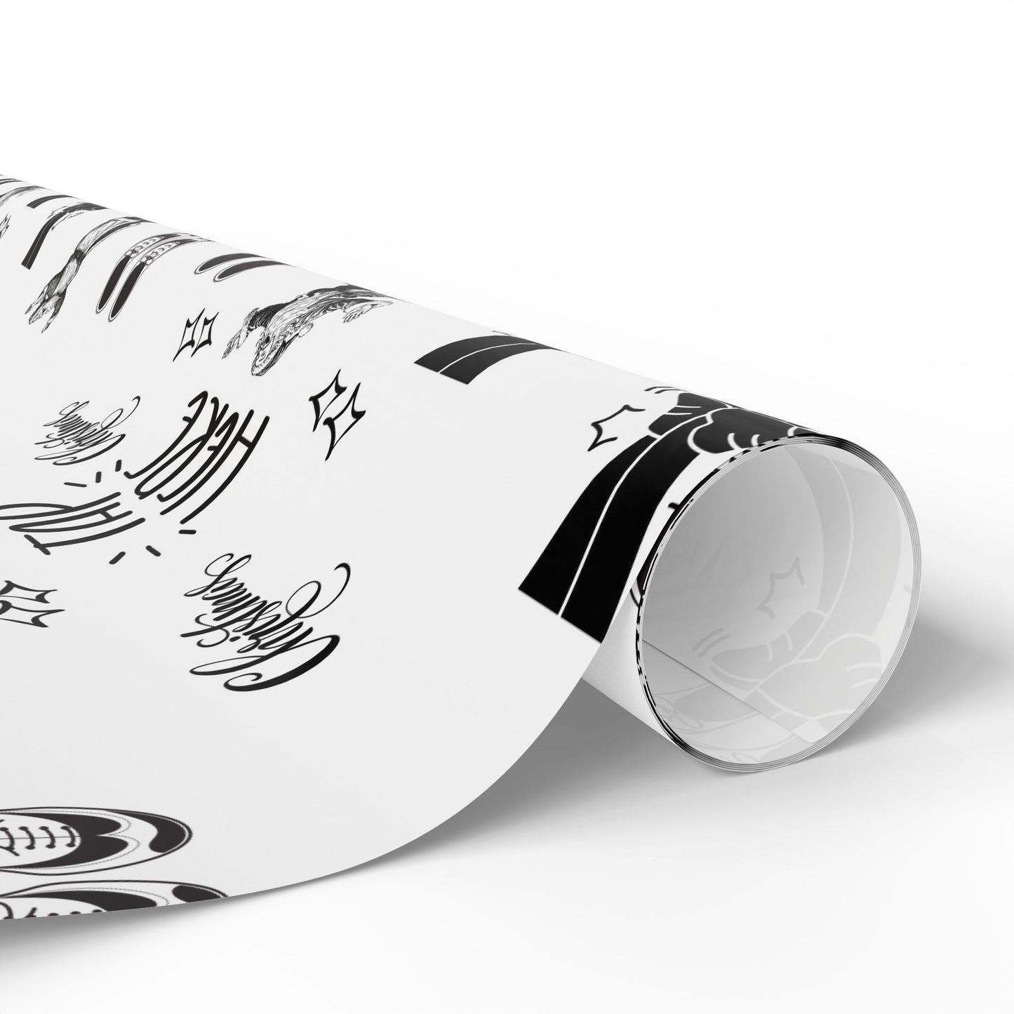 “Tap Here” Christmas Wrapping Paper – Fun Black & White Holiday Gift Wrap with Tap Shoes & Santa Design, Perfect for Tap Dancers & Dance Studios