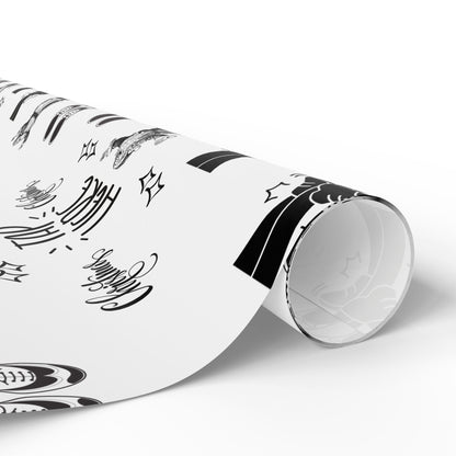 “Tap Here” Christmas Wrapping Paper – Fun Black & White Holiday Gift Wrap with Tap Shoes & Santa Design, Perfect for Tap Dancers & Dance Studios