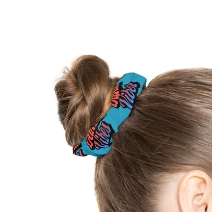 “Dancer Vibes” Scrunchie – Colorful Text Dance Hair Accessory for Performers and Dance Lovers