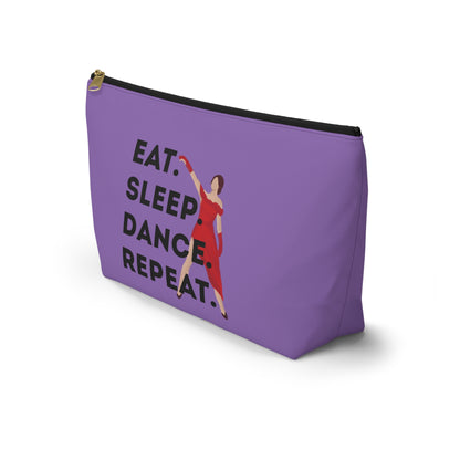 “Eat Sleep Dance Repeat” Makeup Bag – Bold Dancer Graphic – Dance-Themed Zipper Pouch for Cosmetics, Accessories & Travel Essentials
