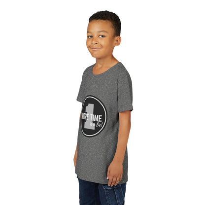 “One More Time is a Lie” Bold Emblem Dancer Graphic T-Shirt for Kids – Funny Dance Rehearsal Shirt - Youth Dance Tee