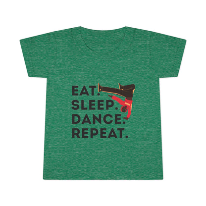 "Eat, Sleep, Dance, Repeat" Toddler Dance T-Shirt – Bold B-Boy Graphic Short Sleeve Tee for Kids