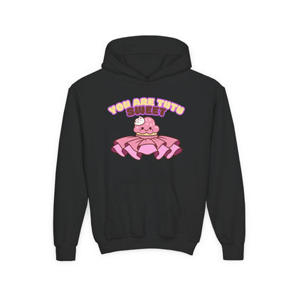 "You Are Tutu Sweet" Youth Hooded Sweatshirt – Kawaii Cupcake in Tutu Dance Graphic Hoodie for Kids and Teens