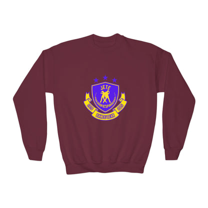 "Jeté Dance Gear" – Collegiate Style Youth Crewneck Sweatshirt | Bold Kids Dance Team Pullover