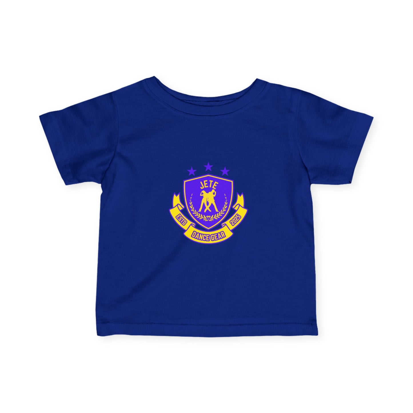 "Jeté Dance Gear" Infant Dance T-Shirt – Collegiate-Inspired Dancer Graphic Short Sleeve Tee for Babies