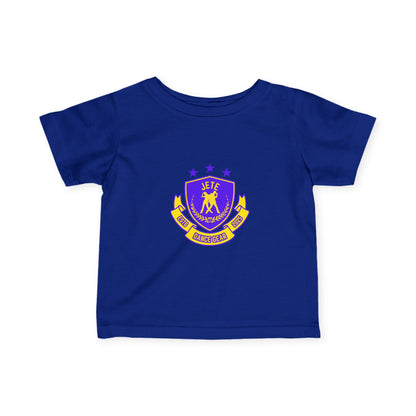 "Jeté Dance Gear" Infant Dance T-Shirt – Collegiate-Inspired Dancer Graphic Short Sleeve Tee for Babies