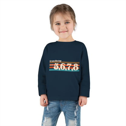 "From the Top and 5, 6, 7, 8" Toddler Dance T-Shirt – Retro Choreography-Inspired Long Sleeve Tee for Kids