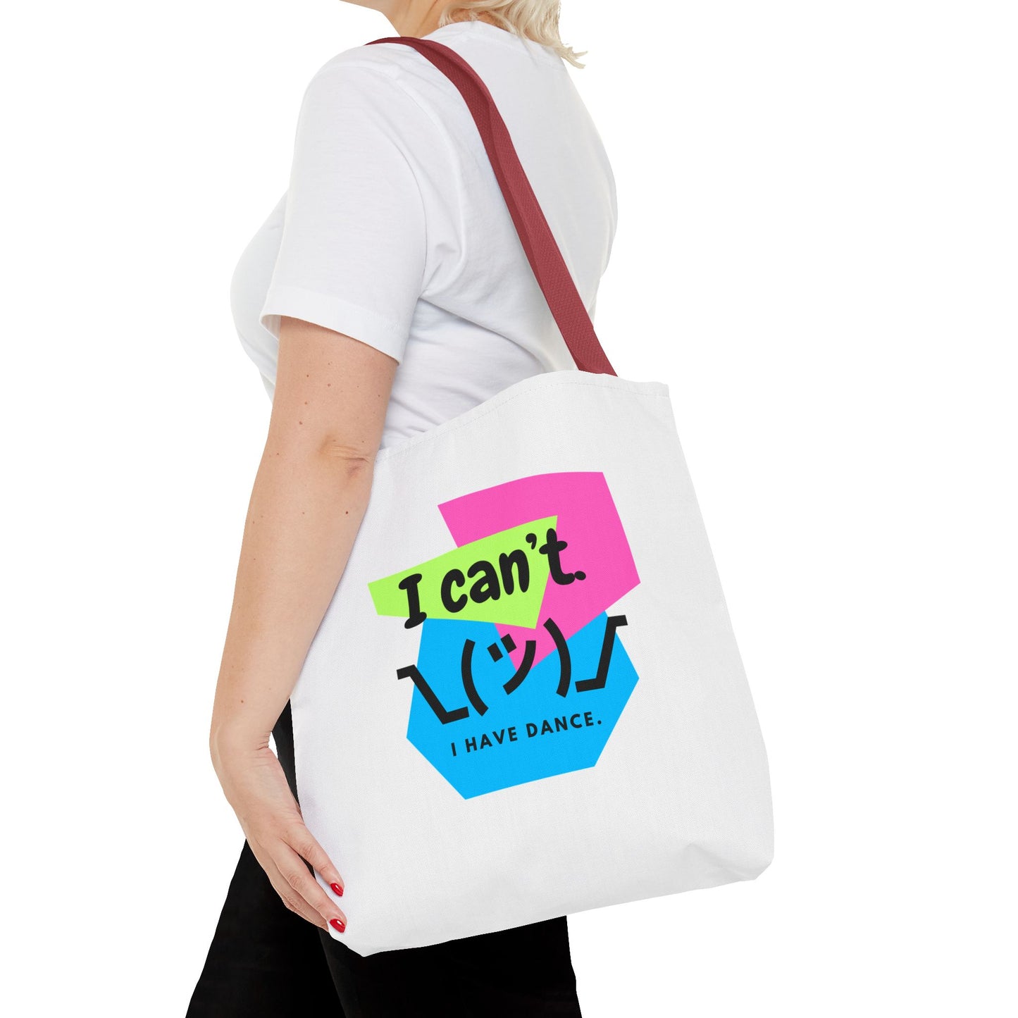 "I Can't. I Have Dance." – 80s Retro Emoji Canvas Tote Bag for Dancers | Funny Dance Quote Reusable Shoulder Bag